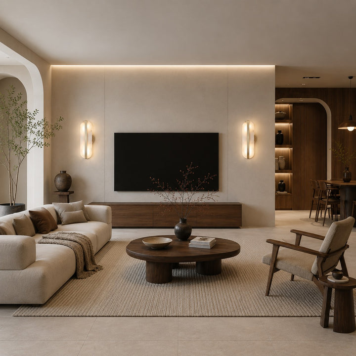 Modern Wall Light Alabaster Stone Brass Wall Mounted LED Sconce for Minimalist Interiors