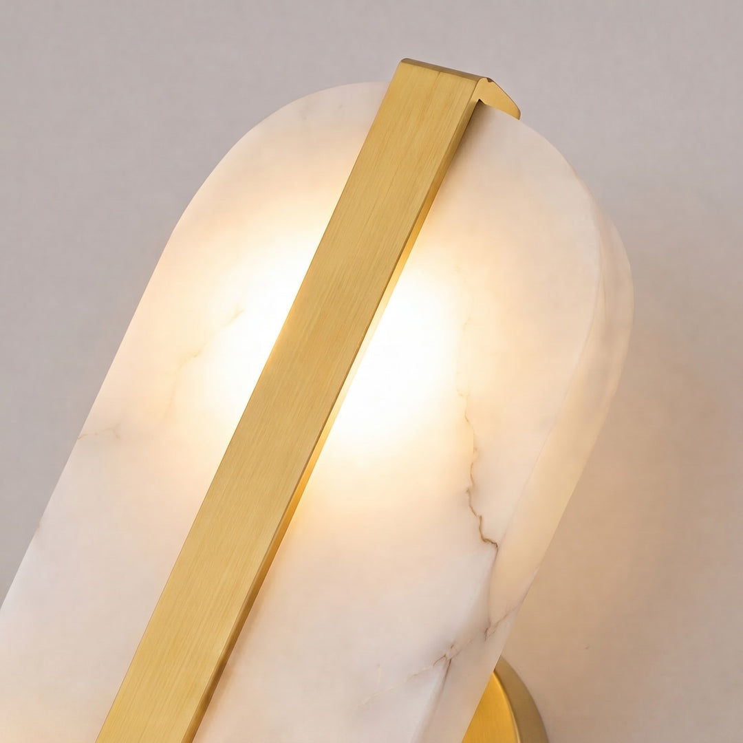 Modern Wall Light Alabaster Stone Brass Wall Mounted LED Sconce for Minimalist Interiors