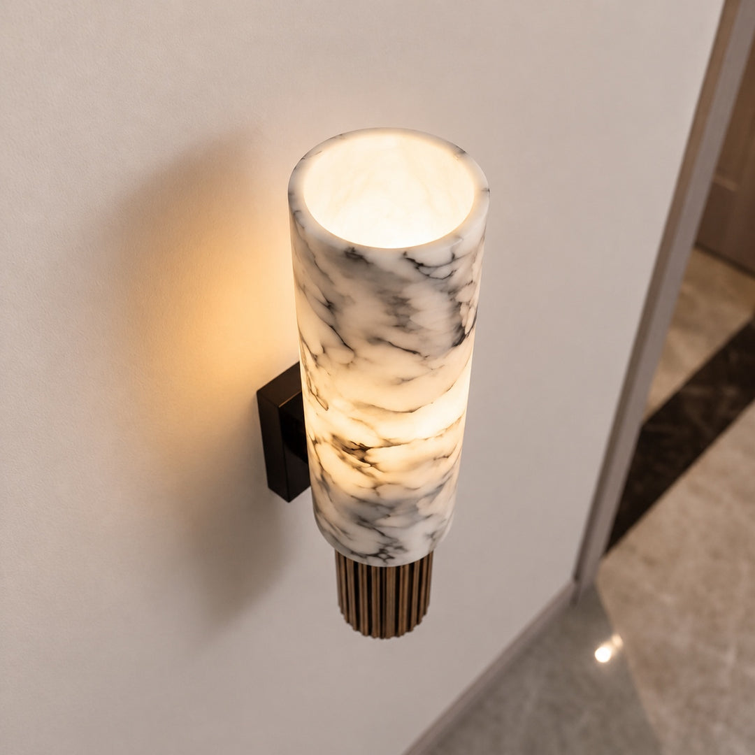 Modern Wall Light Hardwired Polished Marble LED Fixture for Elegant Illumination