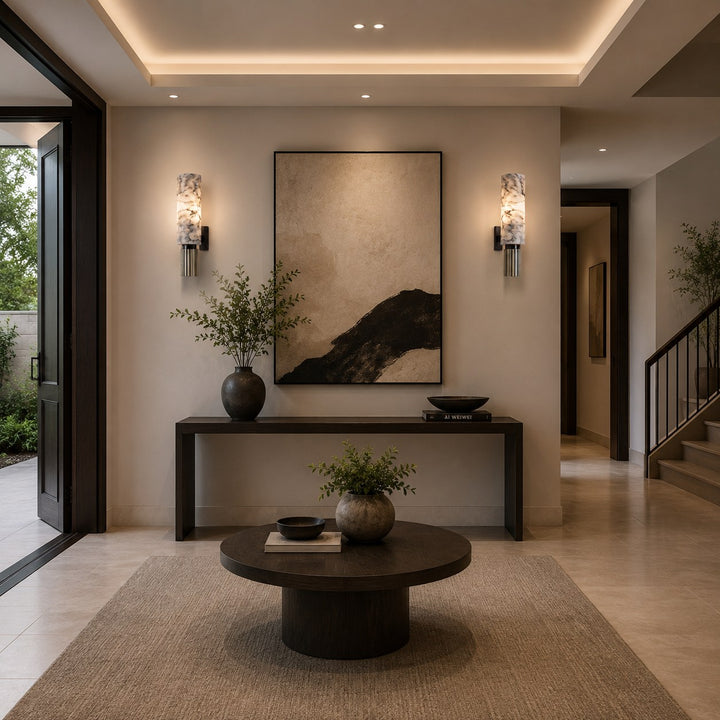 Modern Wall Light Hardwired Polished Marble LED Fixture for Elegant Illumination