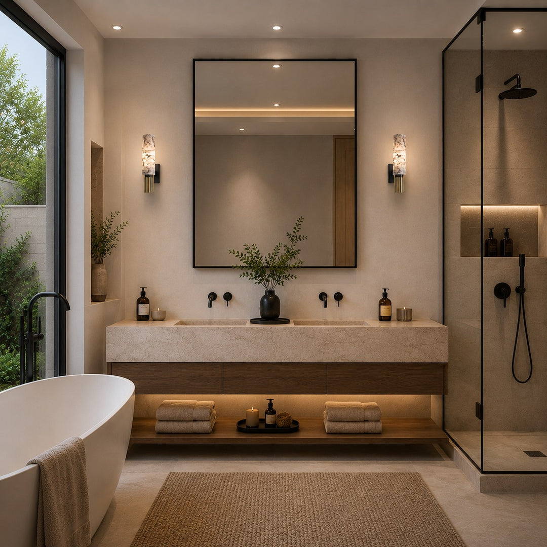 Modern Wall Light Hardwired Polished Marble LED Fixture for Elegant Illumination