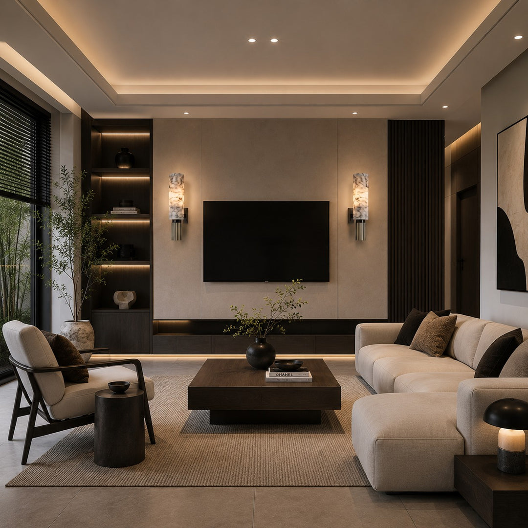 Modern Wall Light Hardwired Polished Marble LED Fixture for Elegant Illumination