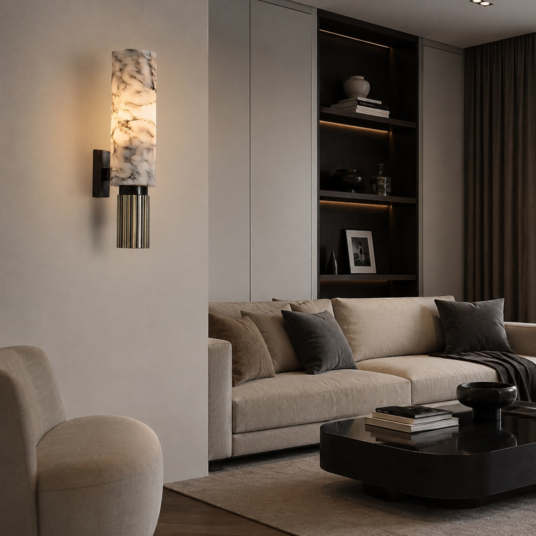 Modern Wall Light Hardwired Polished Marble LED Fixture for Elegant Illumination