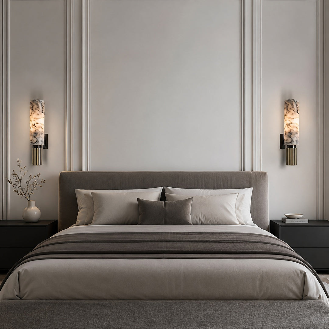 Modern Wall Light Hardwired Polished Marble LED Fixture for Elegant Illumination