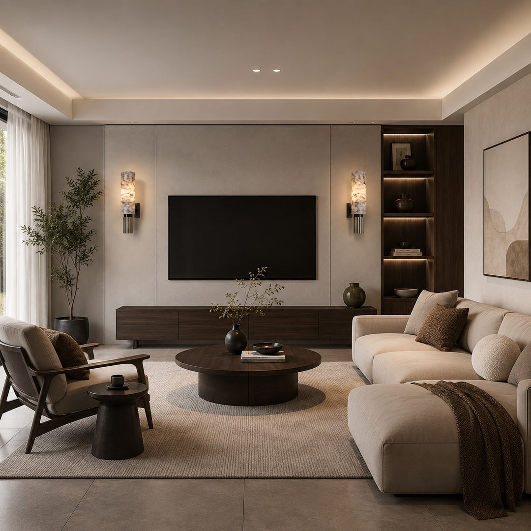 Modern Wall Light Hardwired Polished Marble LED Fixture for Elegant Illumination