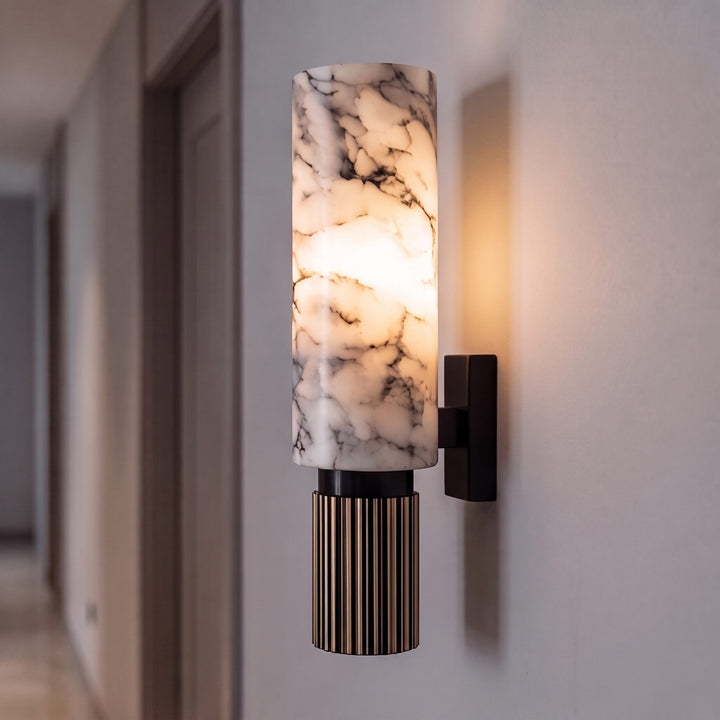 Modern Wall Light Hardwired Polished Marble LED Fixture for Elegant Illumination
