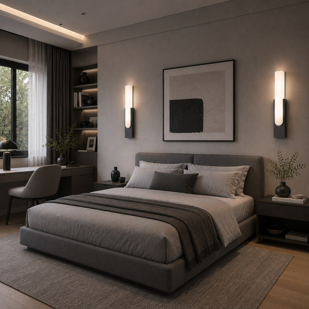 Modern Wall Light Minimalist Flush Mount Artificial Alabaster Integrated LED Sconce Light