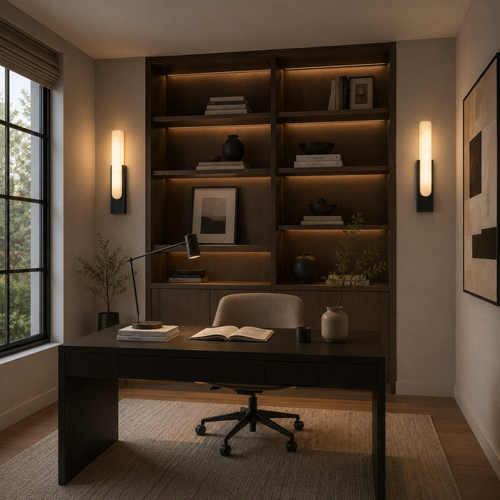Modern Wall Light Minimalist Flush Mount Artificial Alabaster Integrated LED Sconce Light