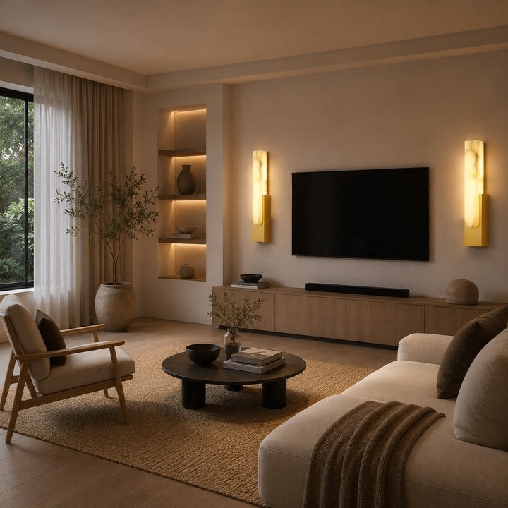 Modern Wall Light Minimalist Flush Mount Artificial Alabaster Integrated LED Sconce Light