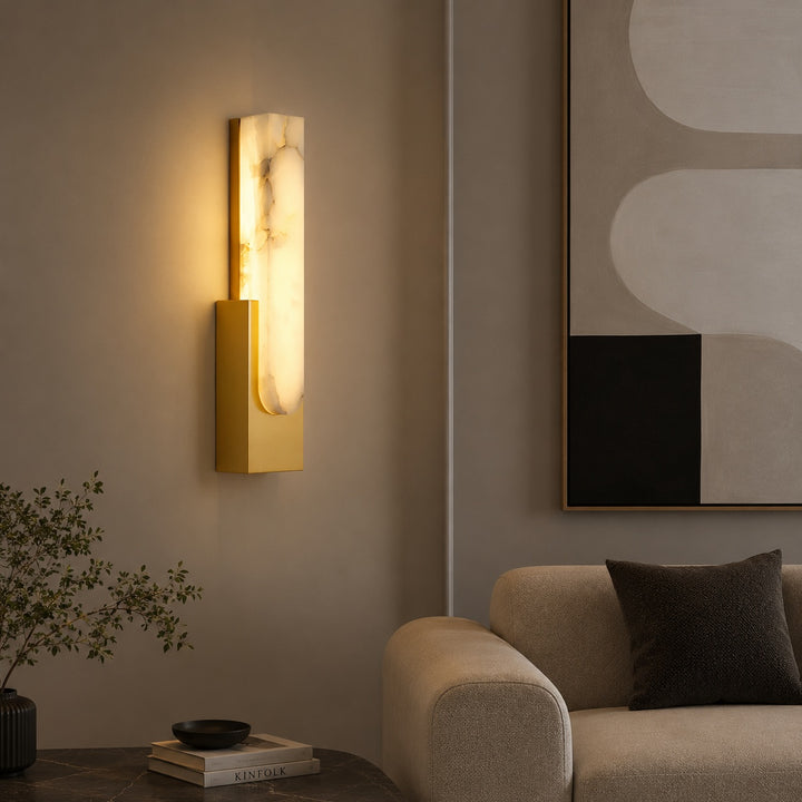 Modern Wall Light Minimalist Flush Mount Artificial Alabaster Integrated LED Sconce Light