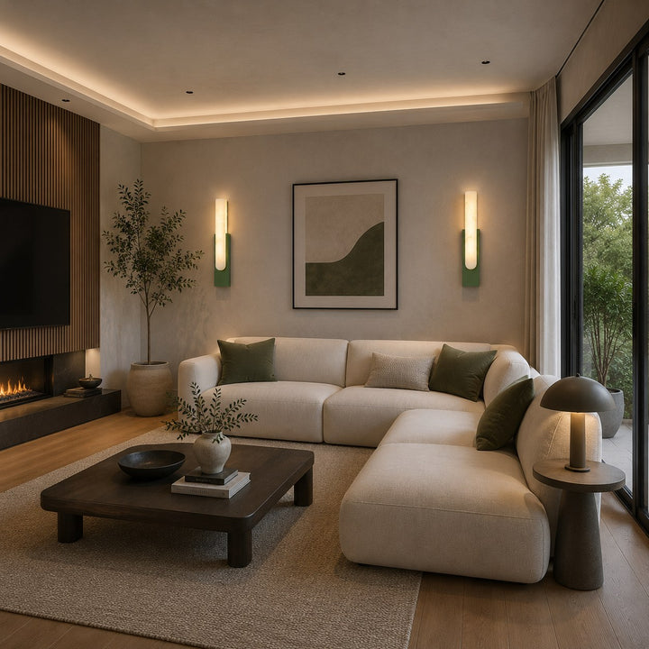 Modern Wall Light Minimalist Flush Mount Artificial Alabaster Integrated LED Sconce Light