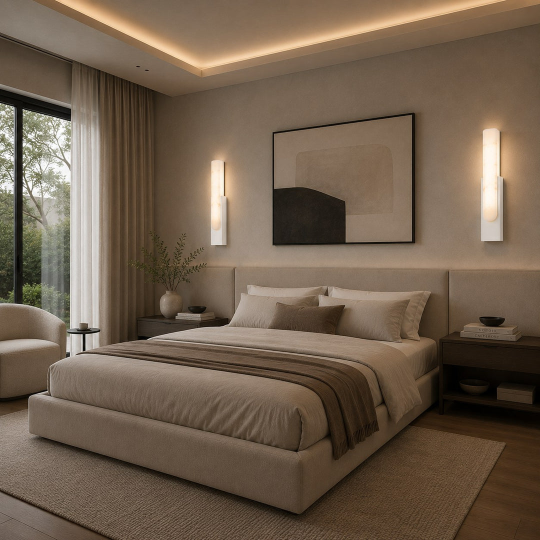 Modern Wall Light Minimalist Flush Mount Artificial Alabaster Integrated LED Sconce Light