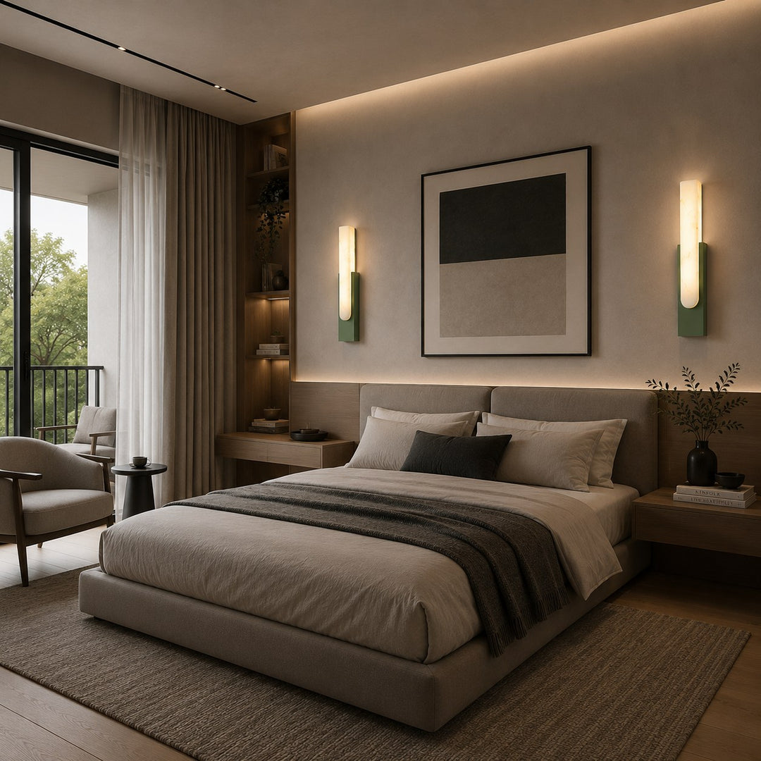 Modern Wall Light Minimalist Flush Mount Artificial Alabaster Integrated LED Sconce Light