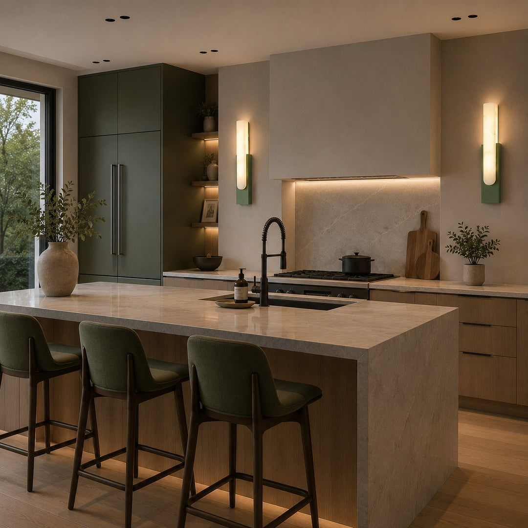 Modern Wall Light Minimalist Flush Mount Artificial Alabaster Integrated LED Sconce Light