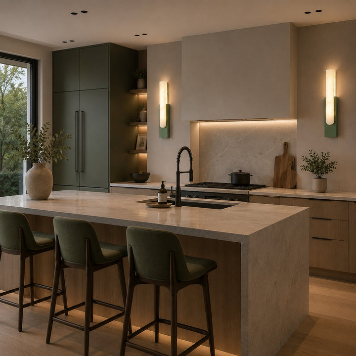 Modern Wall Light Minimalist Flush Mount Artificial Alabaster Integrated LED Sconce Light