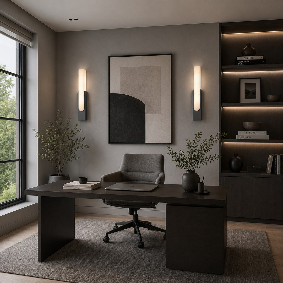 Modern Wall Light Minimalist Flush Mount Artificial Alabaster Integrated LED Sconce Light