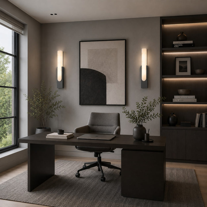 Modern Wall Light Minimalist Flush Mount Artificial Alabaster Integrated LED Sconce Light
