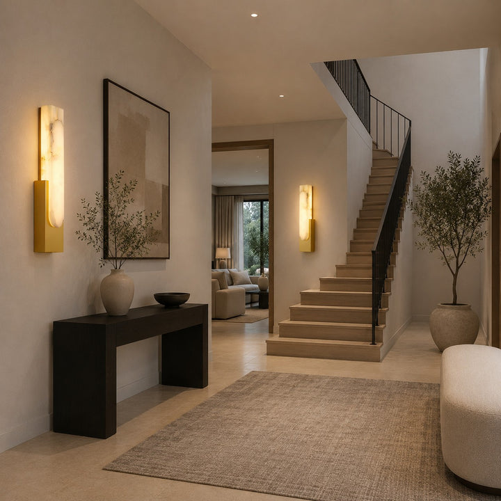 Modern Wall Light Minimalist Flush Mount Artificial Alabaster Integrated LED Sconce Light