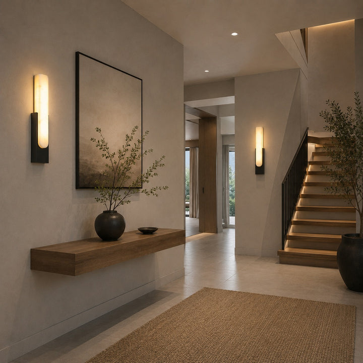 Modern Wall Light Minimalist Flush Mount Artificial Alabaster Integrated LED Sconce Light