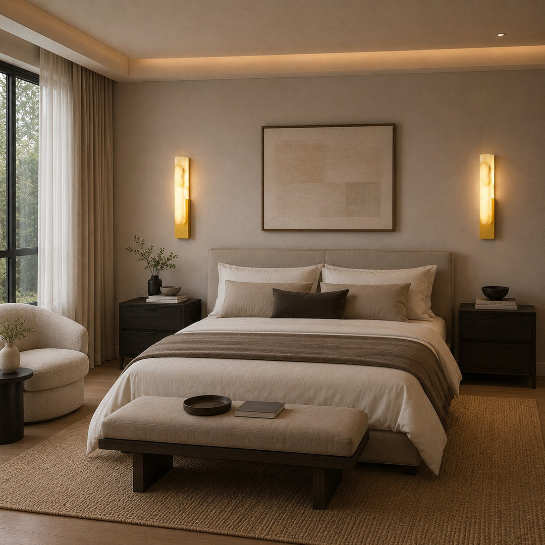 Modern Wall Light Minimalist Flush Mount Artificial Alabaster Integrated LED Sconce Light