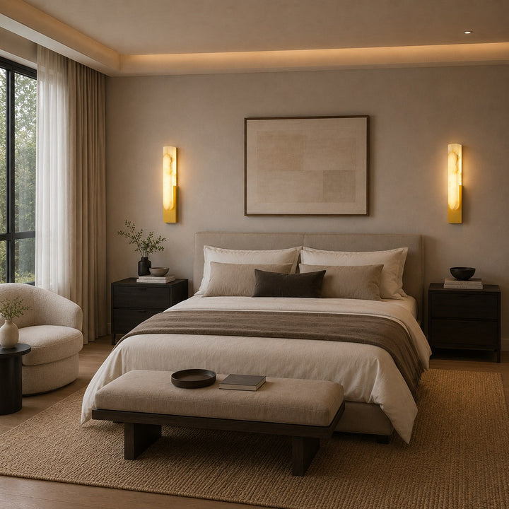 Modern Wall Light Minimalist Flush Mount Artificial Alabaster Integrated LED Sconce Light