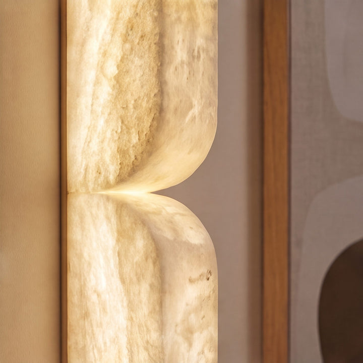 Modern Wall Light Wall Mounted Alabaster Sconce with Copper Accents LED Warm Ambient Lighting