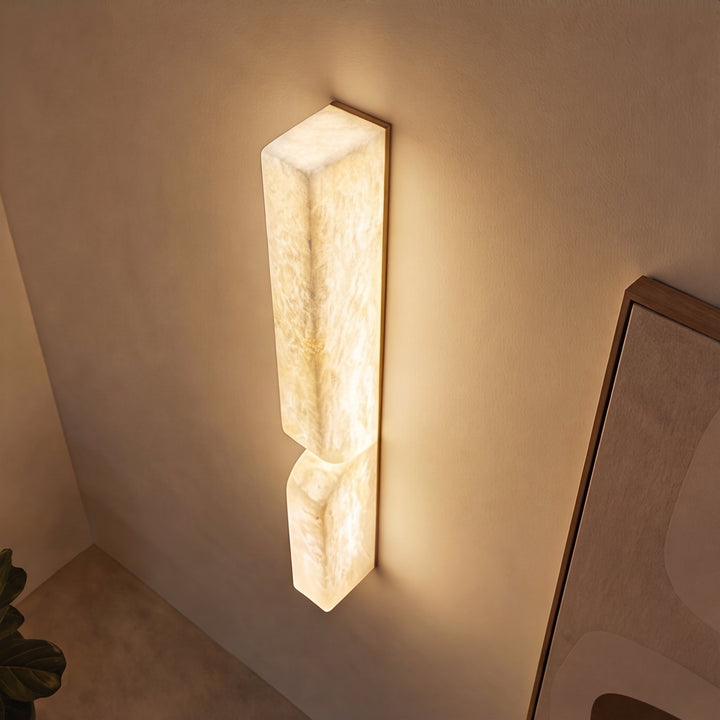 Modern Wall Light Wall Mounted Alabaster Sconce with Copper Accents LED Warm Ambient Lighting