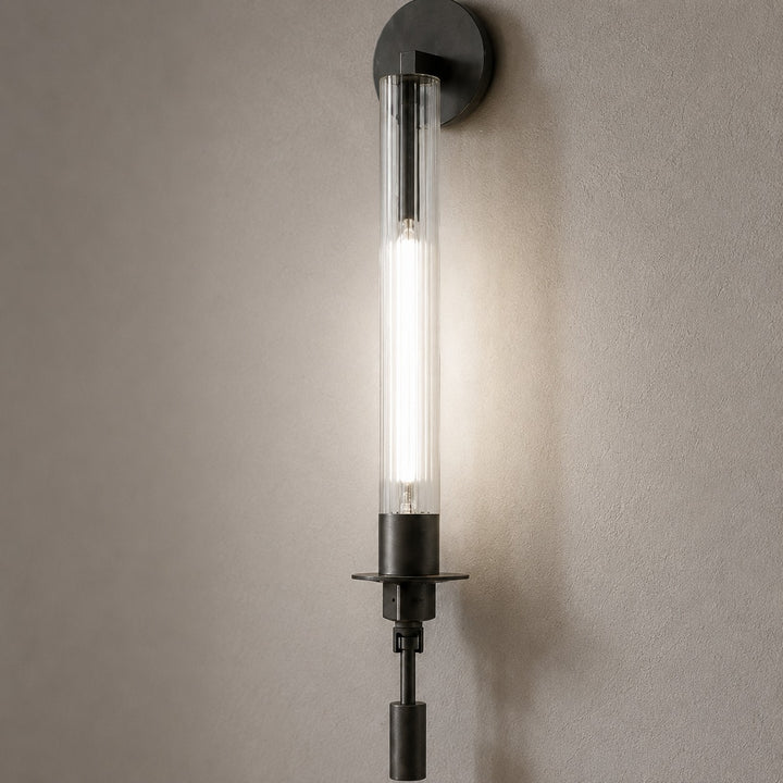 Modern Wall Light Wall Mounted Copper Frame Clear Glass Shade Dimmable LED Accent Lamp