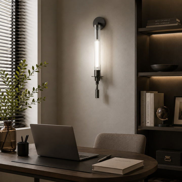Modern Wall Light Wall Mounted Copper Frame Clear Glass Shade Dimmable LED Accent Lamp
