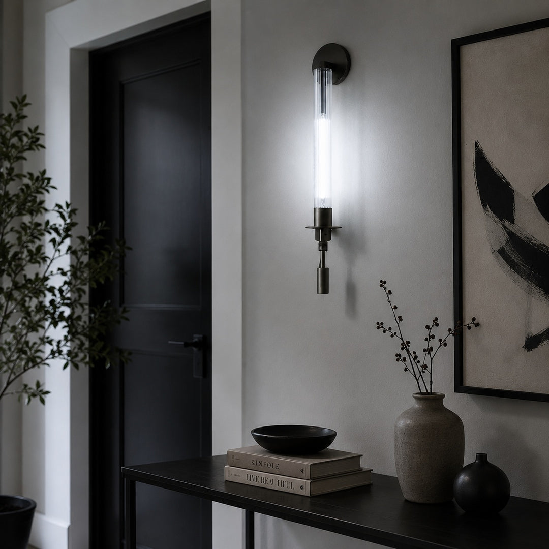 Modern Wall Light Wall Mounted Copper Frame Clear Glass Shade Dimmable LED Accent Lamp
