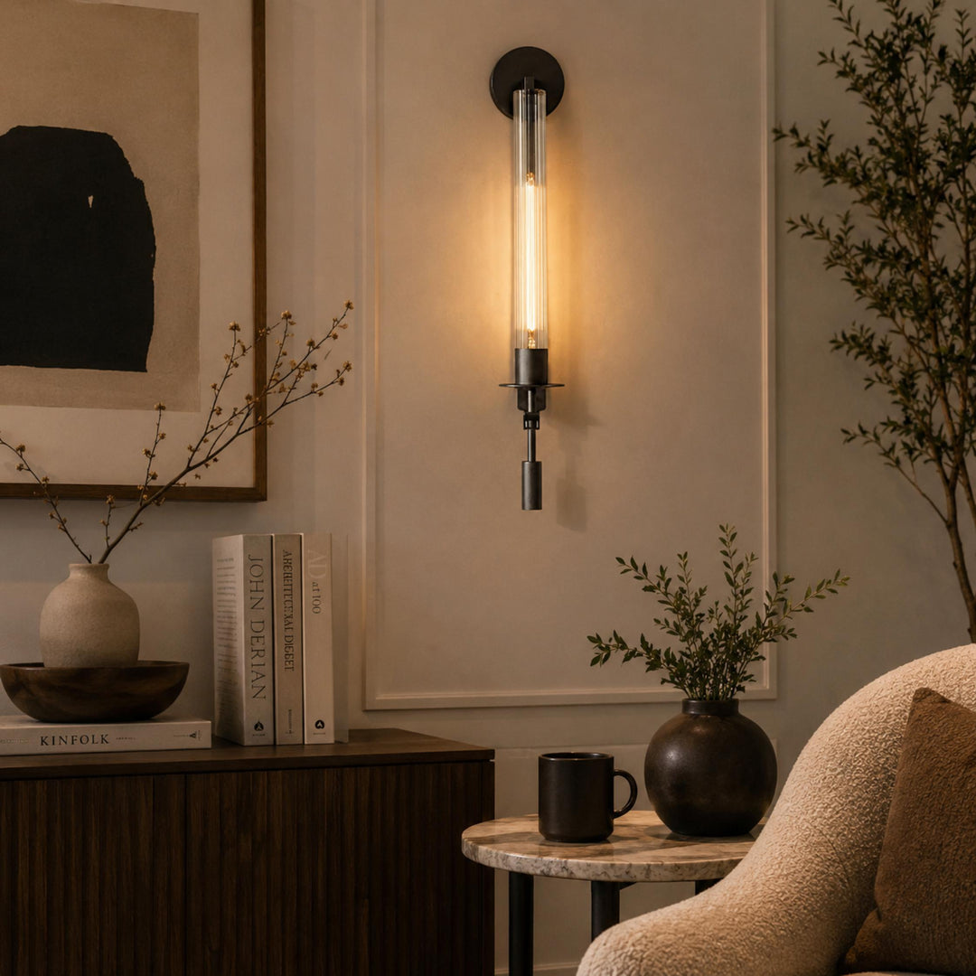 Modern Wall Light Wall Mounted Copper Frame Clear Glass Shade Dimmable LED Accent Lamp