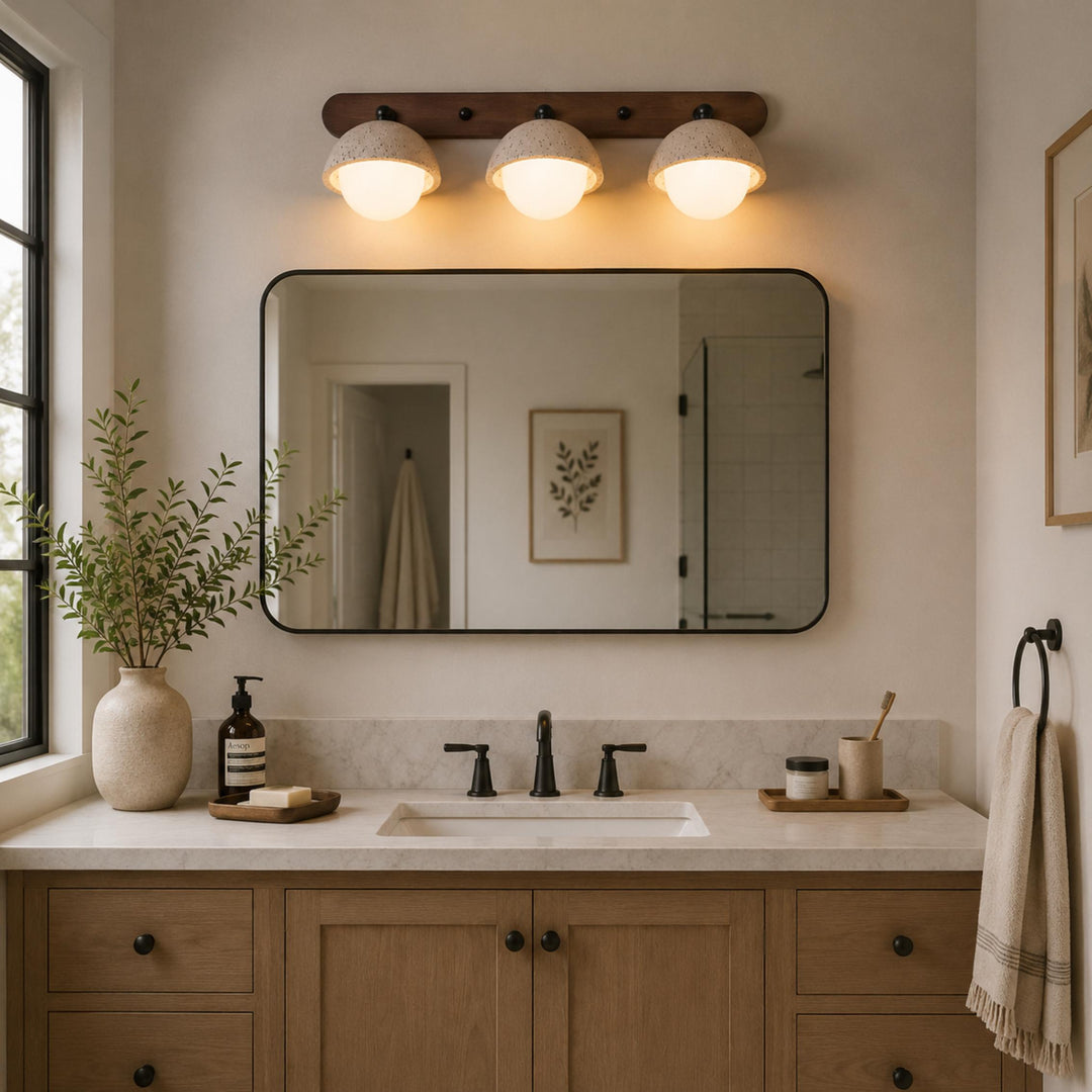 Modern Wall Sconce Lighting with Pull Chain Yellow Travertine and Glass LED Indoor Light
