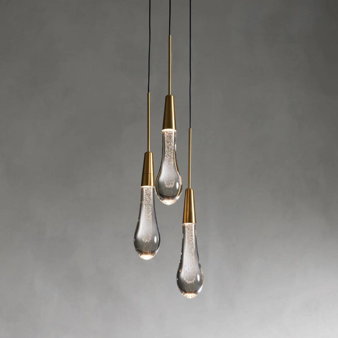 Modern 3-Light Hanging Pendant Lighting Adjustable Steel Seeded Glass LED Fixture for Kitchen Island 1