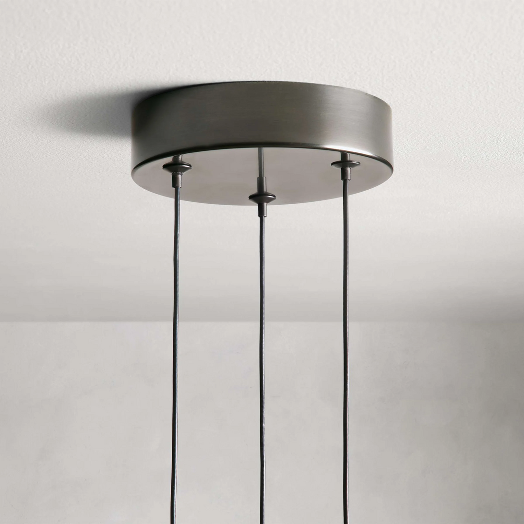 Modern 3-Light Hanging Pendant Lighting Adjustable Steel Seeded Glass LED Fixture for Kitchen Island 8