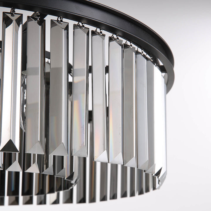 Modern Black Chandelier Pendant Light Adjustable Metal K9 Crystal 15 Lights for Elegant Illumination 6