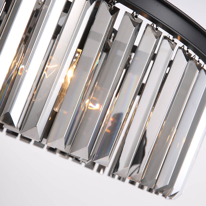 Modern Black Chandelier Pendant Light Adjustable Metal K9 Crystal 15 Lights for Elegant Illumination 7