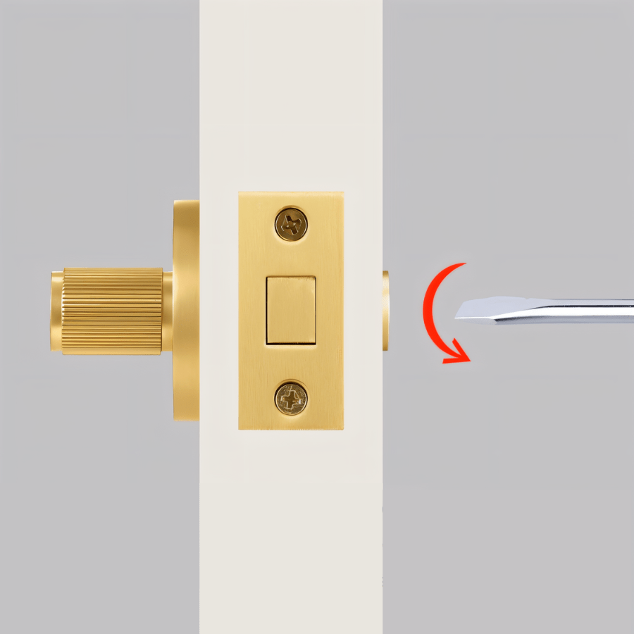 Modern Brass Door Handle Set with Knurled Grip and Emergency Access Lock for Internal Doors 11
