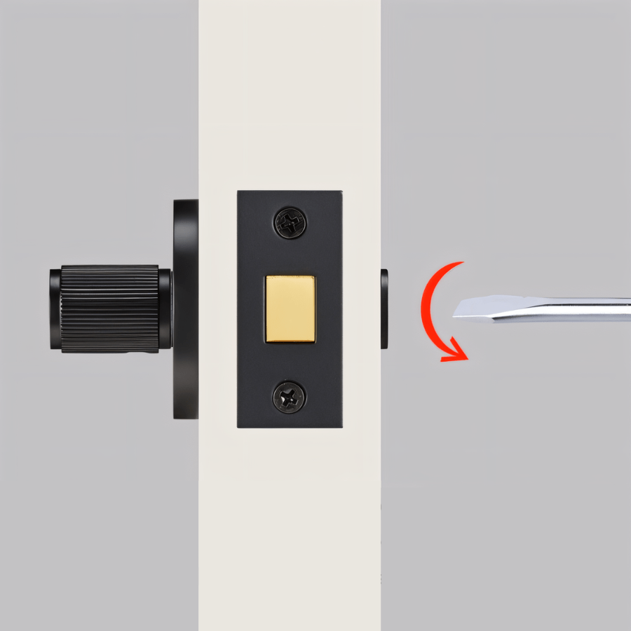 Modern Brass Door Handle Set with Knurled Grip and Emergency Access Lock for Internal Doors 8