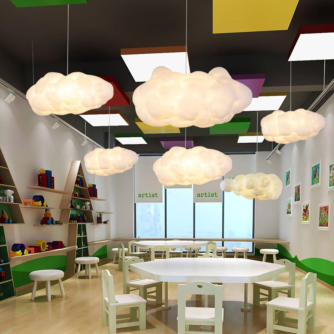 Modern Cloud Pendant Light Ceiling Fixture Fabric Shade Soft Diffused Illumination E26 Compatible 0