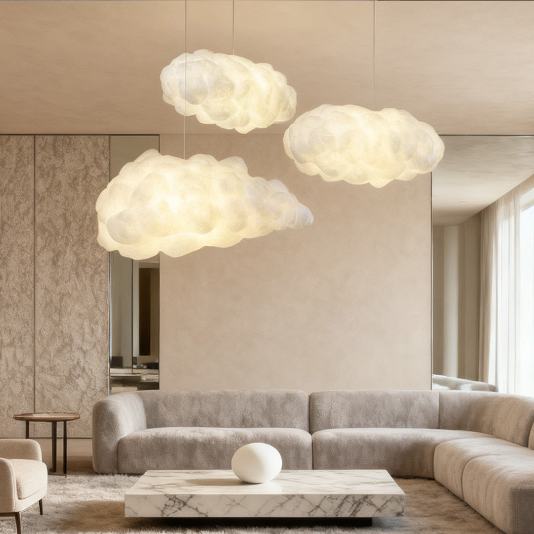 Modern Cloud Pendant Light Ceiling Fixture Fabric Shade Soft Diffused Illumination E26 Compatible 1