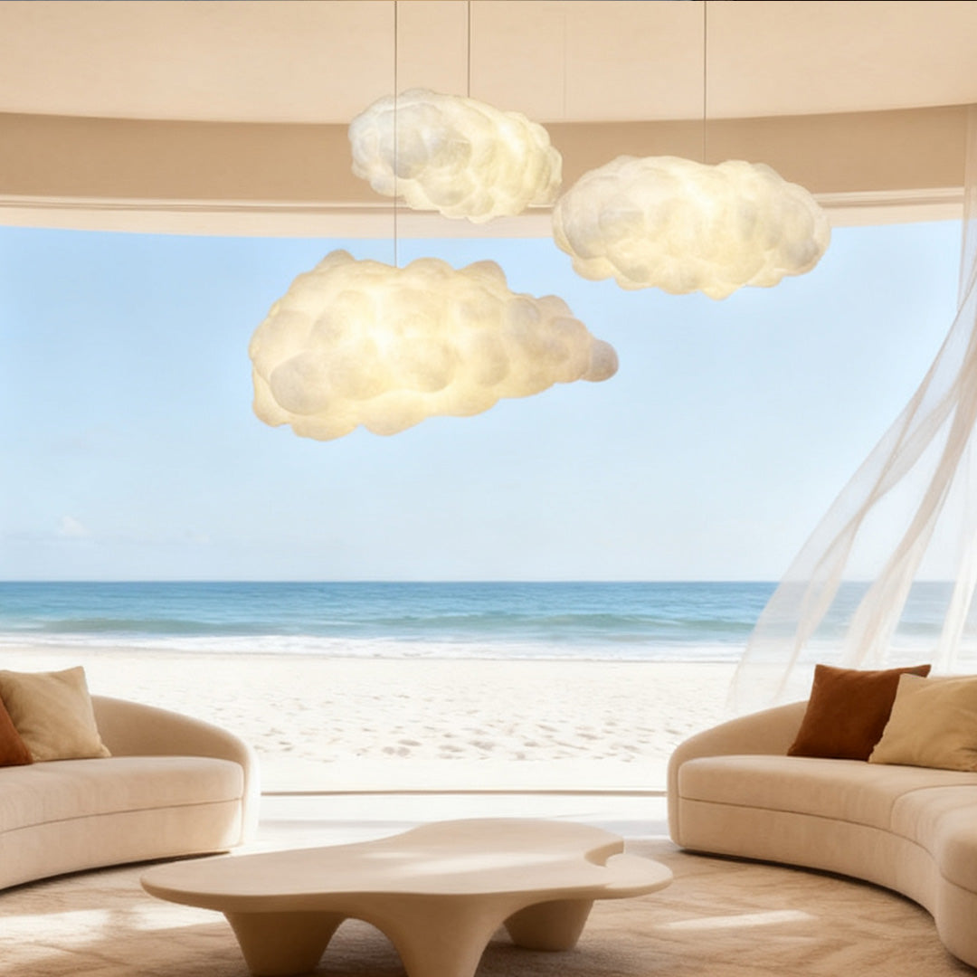 Modern Cloud Pendant Light Ceiling Fixture Fabric Shade Soft Diffused Illumination E26 Compatible 2