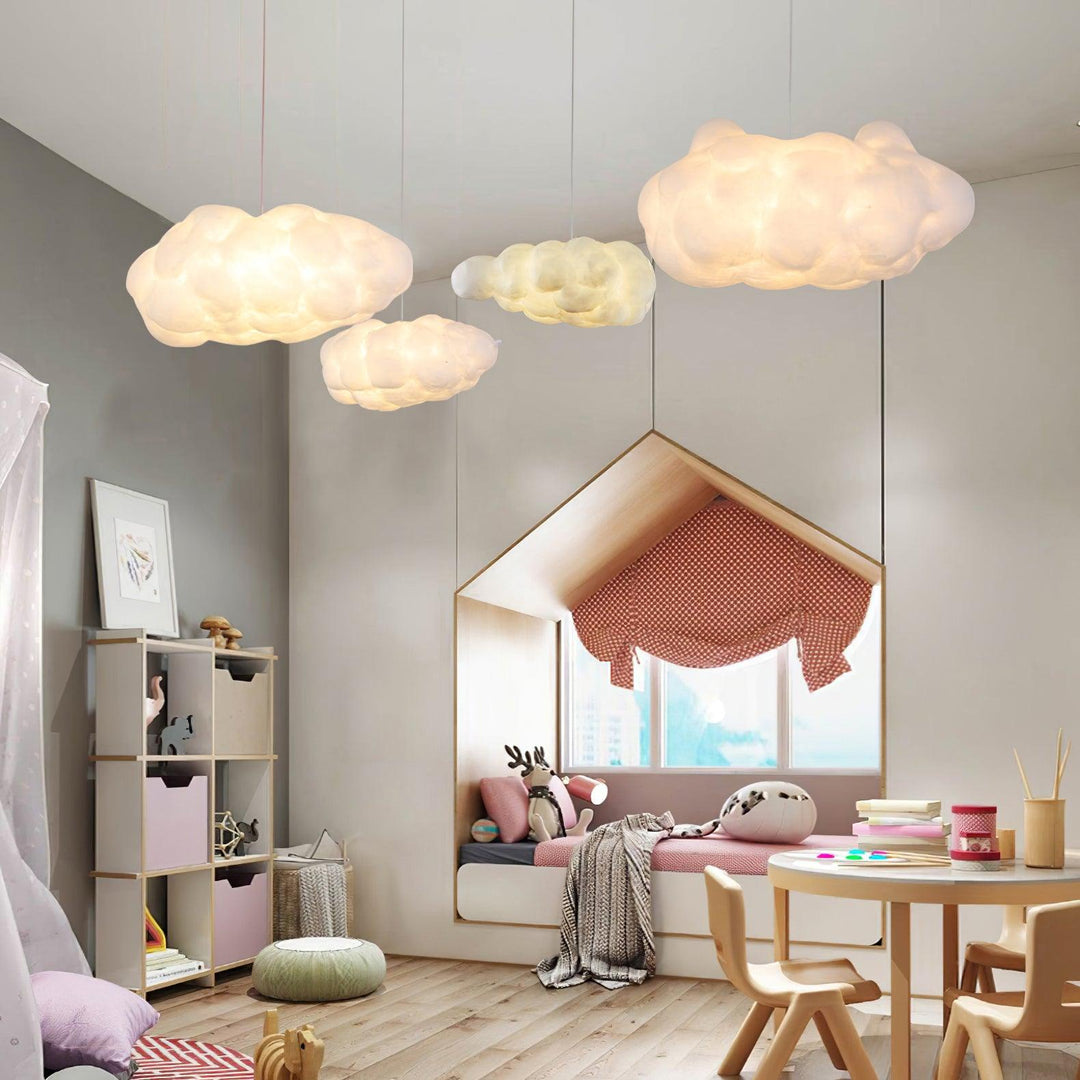 Modern Cloud Pendant Light Ceiling Fixture Fabric Shade Soft Diffused Illumination E26 Compatible 3