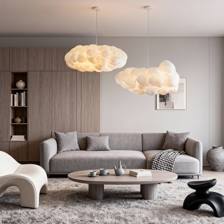 Modern Cloud Pendant Light Ceiling Fixture Fabric Shade Soft Diffused Illumination E26 Compatible 4