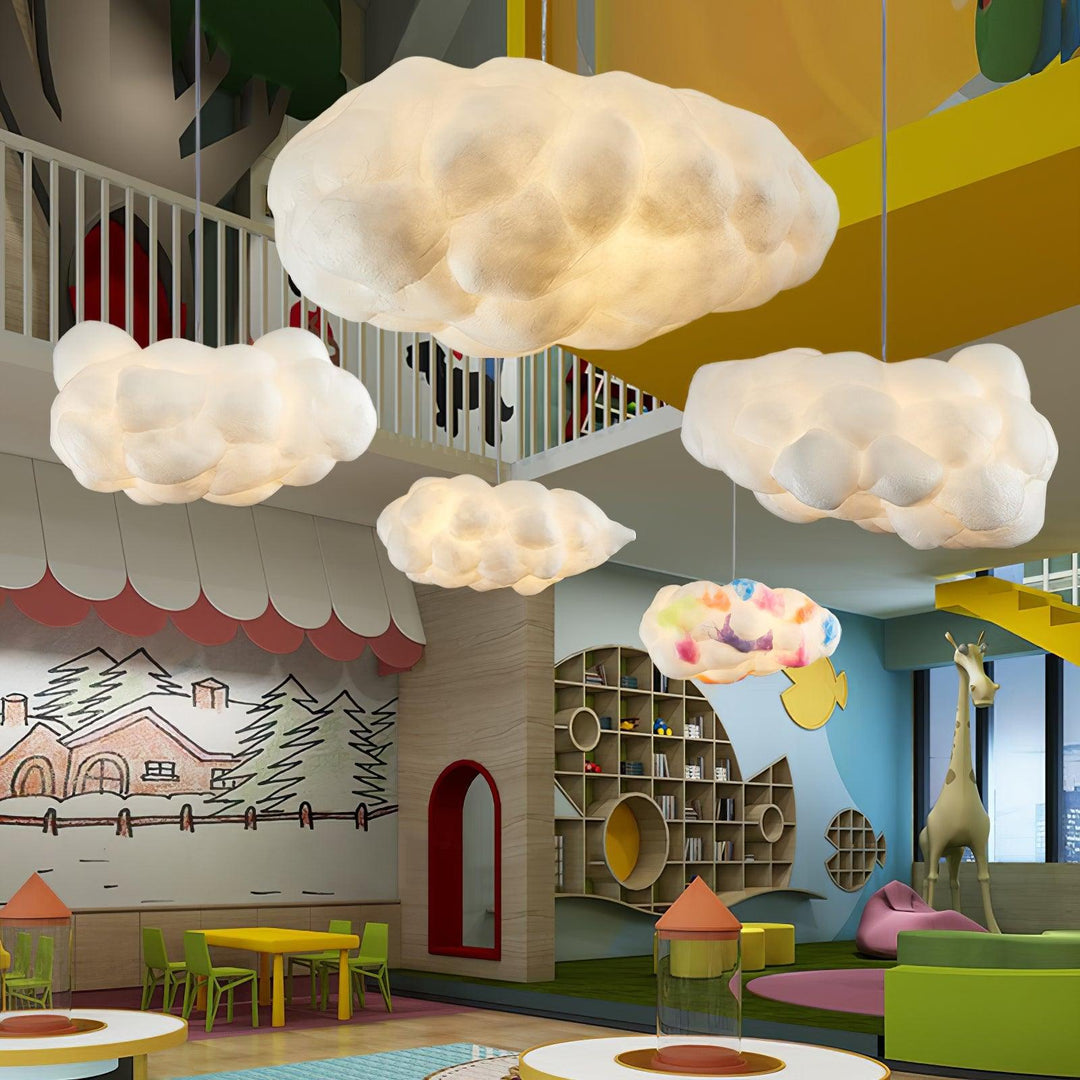 Modern Cloud Pendant Light Ceiling Fixture Fabric Shade Soft Diffused Illumination E26 Compatible 6