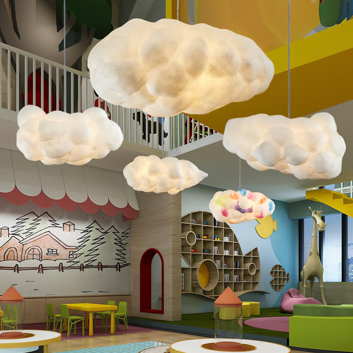 Modern Cloud Pendant Light Ceiling Fixture Fabric Shade Soft Diffused Illumination E26 Compatible 6