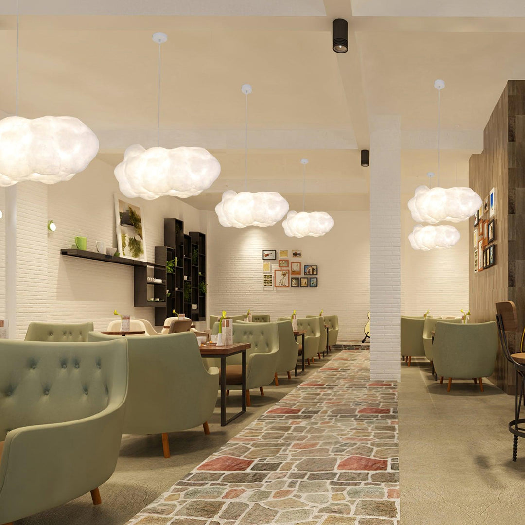 Modern Cloud Pendant Light Ceiling Fixture Fabric Shade Soft Diffused Illumination E26 Compatible 7