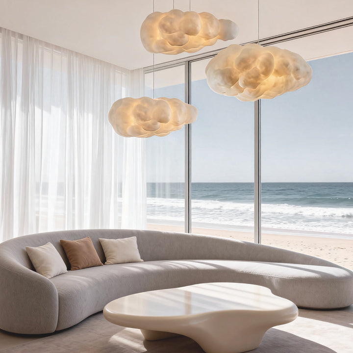 Modern Cloud Pendant Light Ceiling Fixture Fabric Shade Soft Diffused Illumination E26 Compatible 8