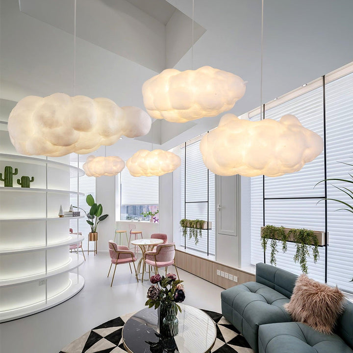 Modern Cloud Pendant Light Ceiling Fixture Fabric Shade Soft Diffused Illumination E26 Compatible 9