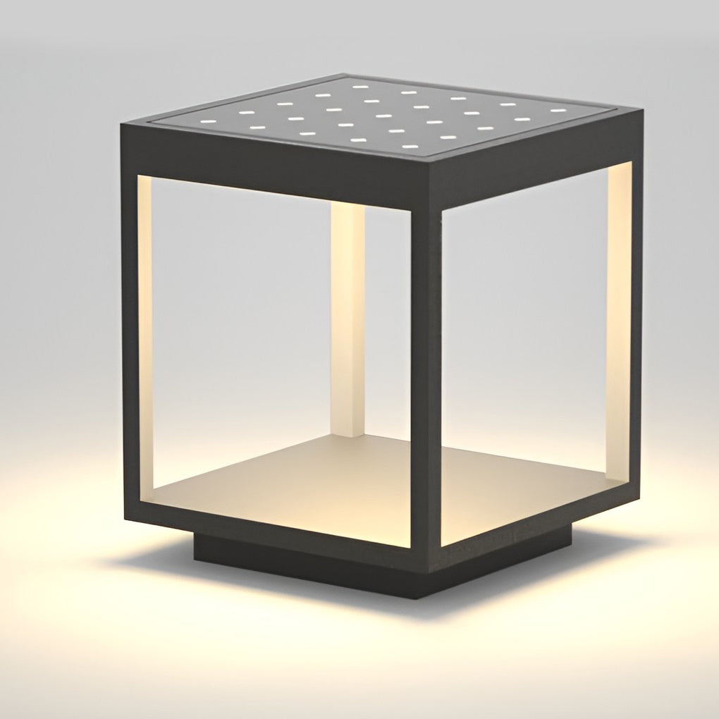 Modern Concrete Outdoor Pillar Light Open Frame Stainless Steel Acrylic LED 3000K IP54 8
