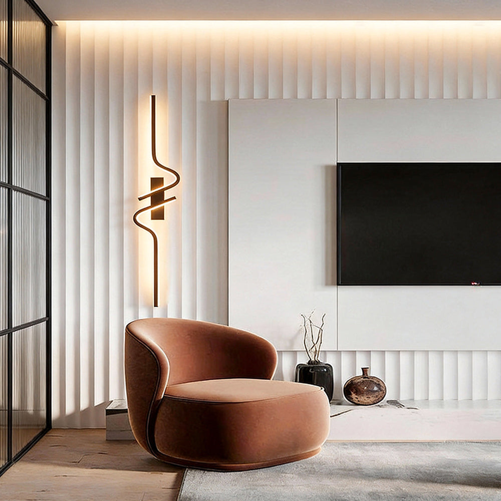 Modern Curved Wall Sconce Adjustable LED Wall Light Black Aluminum Three Color Temperatures 1